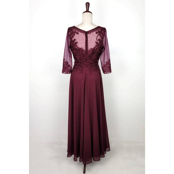Chicas Missy Maxi Dress Lace Sleeve Gown Women XL Burgundy Formal Elegant NWT - Picture 10 of 16